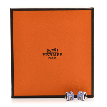 Hermes Palladium Lacquered Mini Pop H Earrings Lilac 6 of 6