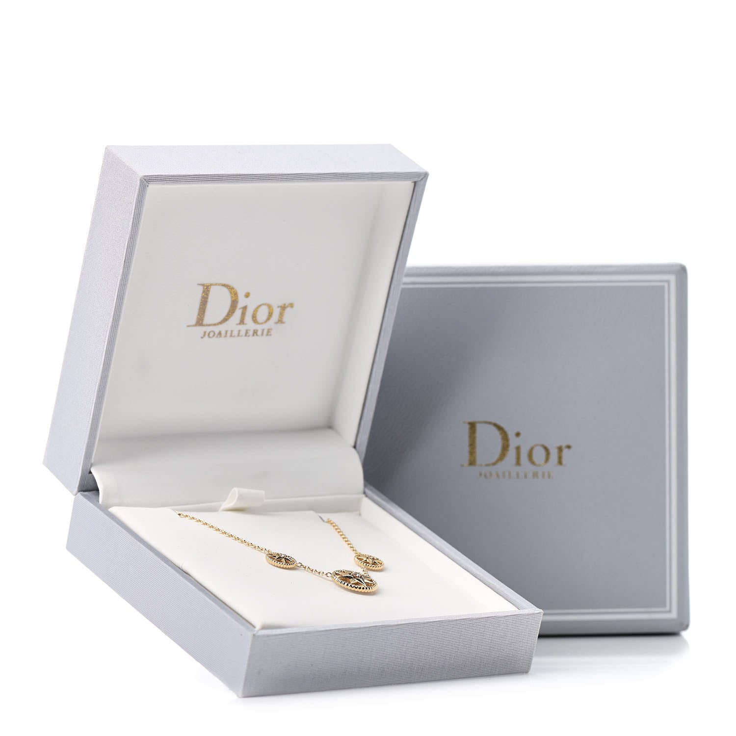 Christian Dior 18K Yellow Gold Diamond Mother of Pearl Rose Des Vents 3-Station Necklace 6 of 6