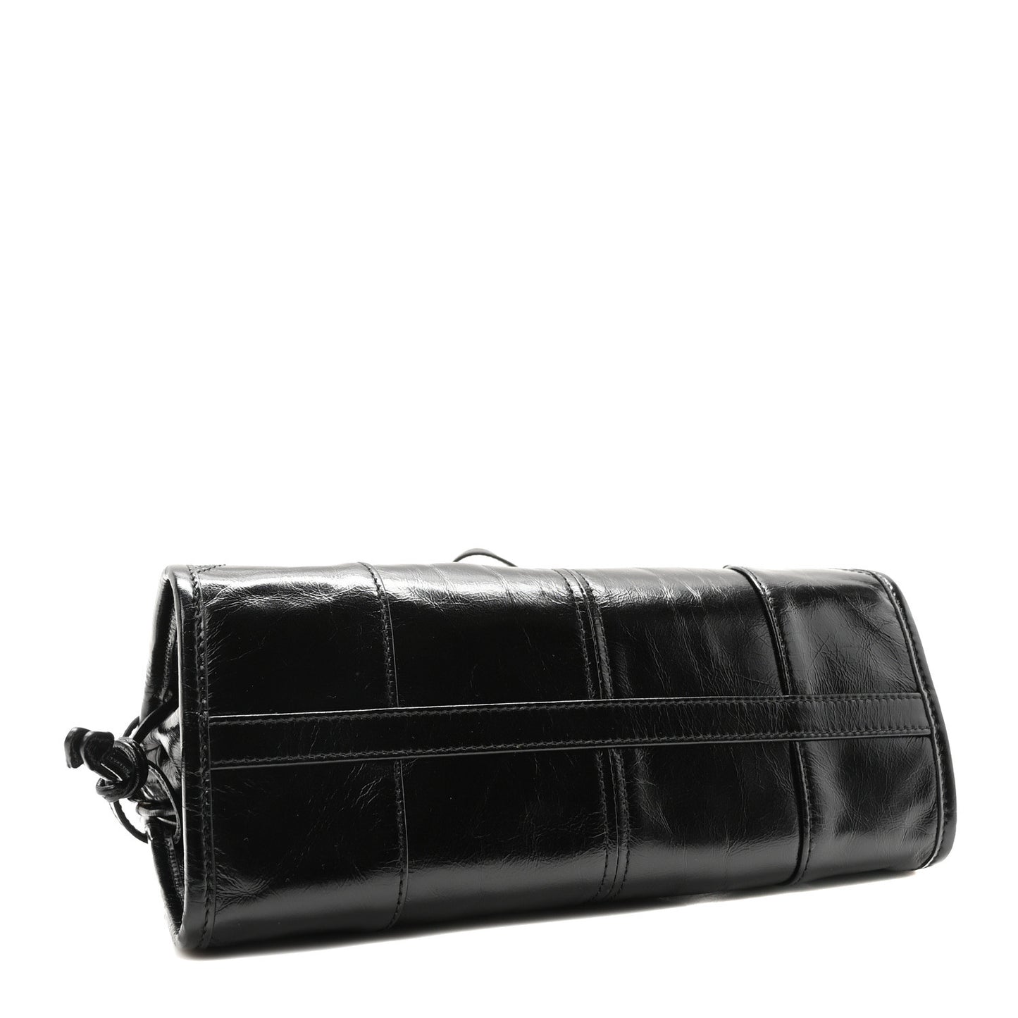 Glossy Calfskin Triangle Small Bonnie Shoulder Bag Black