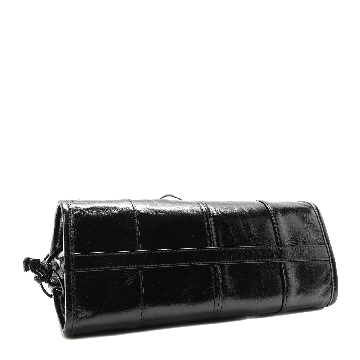 Prada Glossy Calfskin Triangle Small Bonnie Shoulder Bag Black 4 of 10