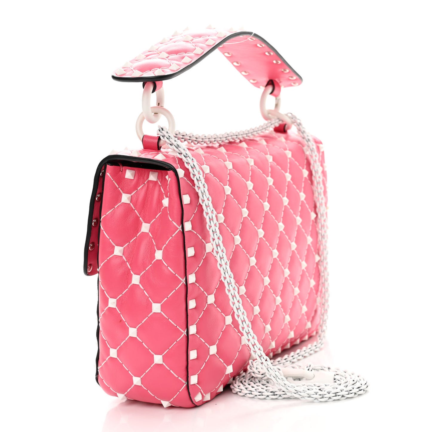 Lambskin Medium Free Rockstud Spike Shoulder Bag Shadow Pink