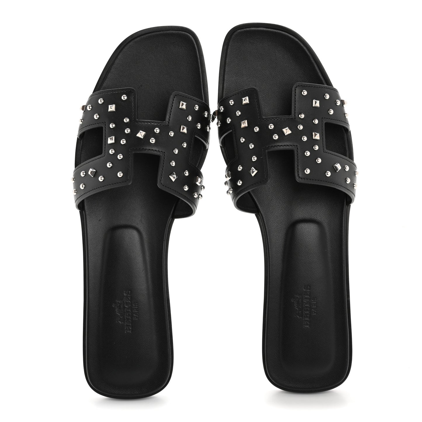 Calfskin Studded Oran Sandals 40 Black