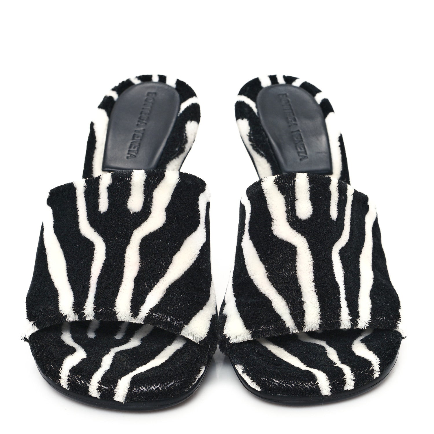 Bottega Veneta Microfiber Stretch Pose Mule Sandals 37 White Zebra 3 of 9