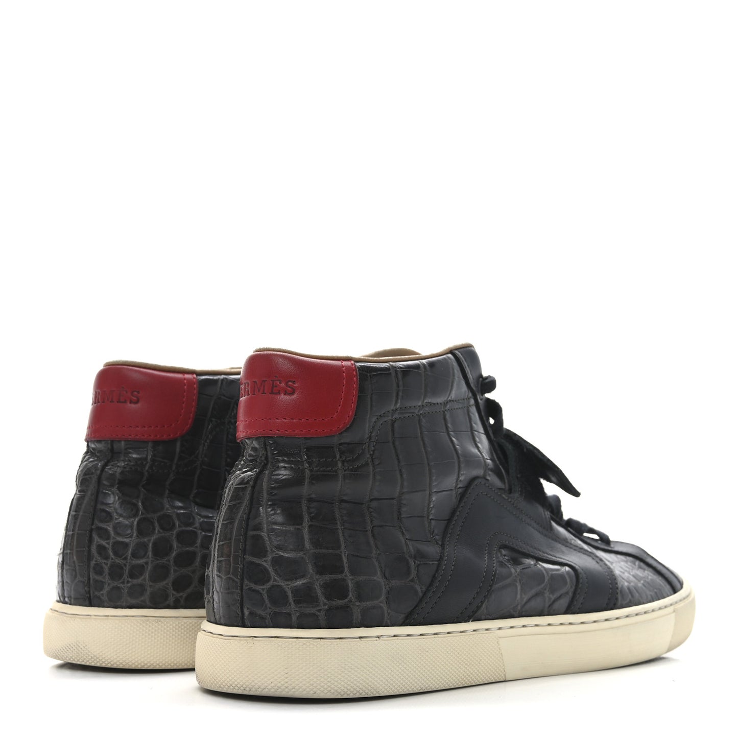 Shiny Porosus Crocodile Mens Quantum High Top Sneakers 44.5 Black