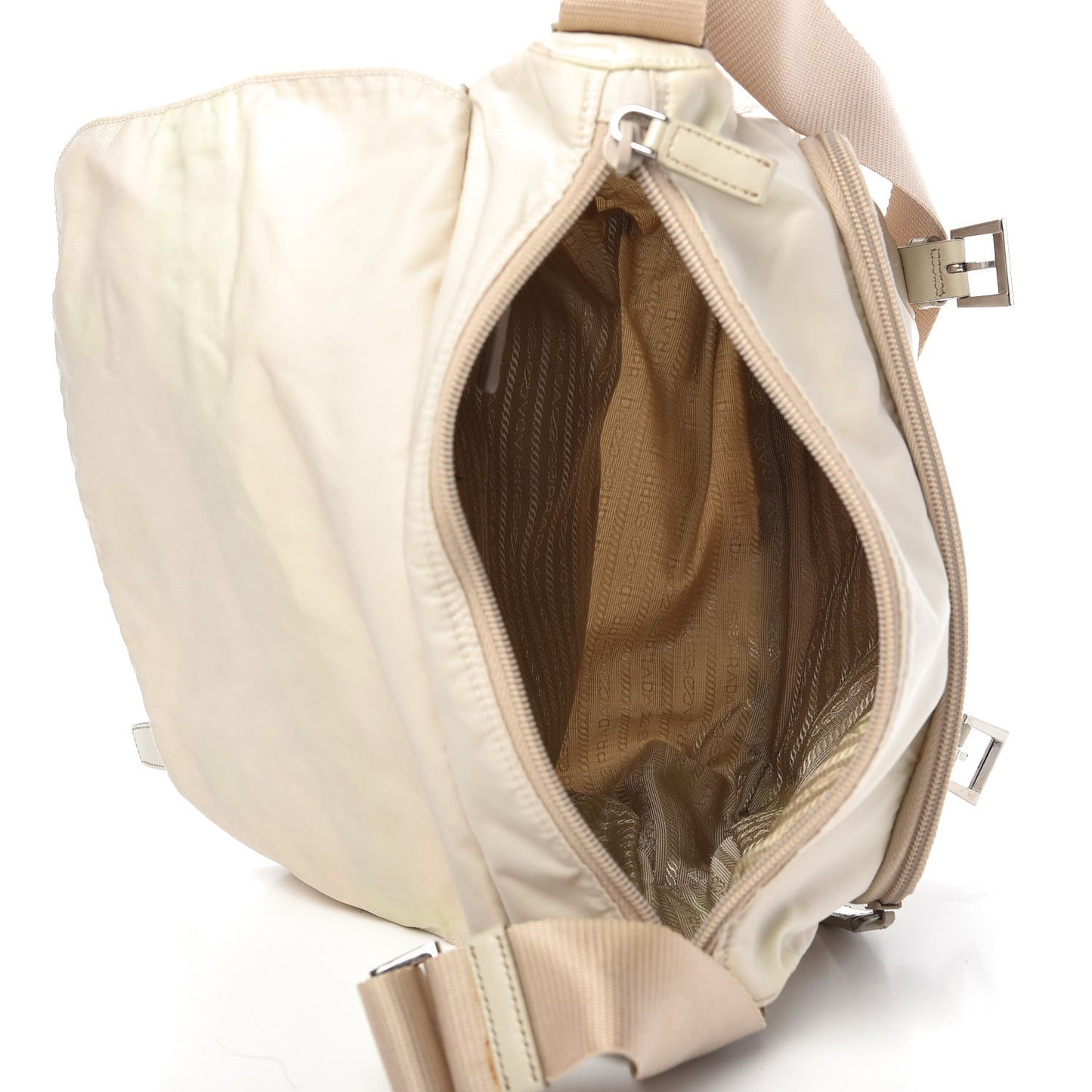 Tessuto Nylon Vela Double Buckle Messenger Bag Sabbia
