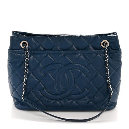 Chanel Caviar Quilted CC Timeless Soft Tote Blue 1 of 13
