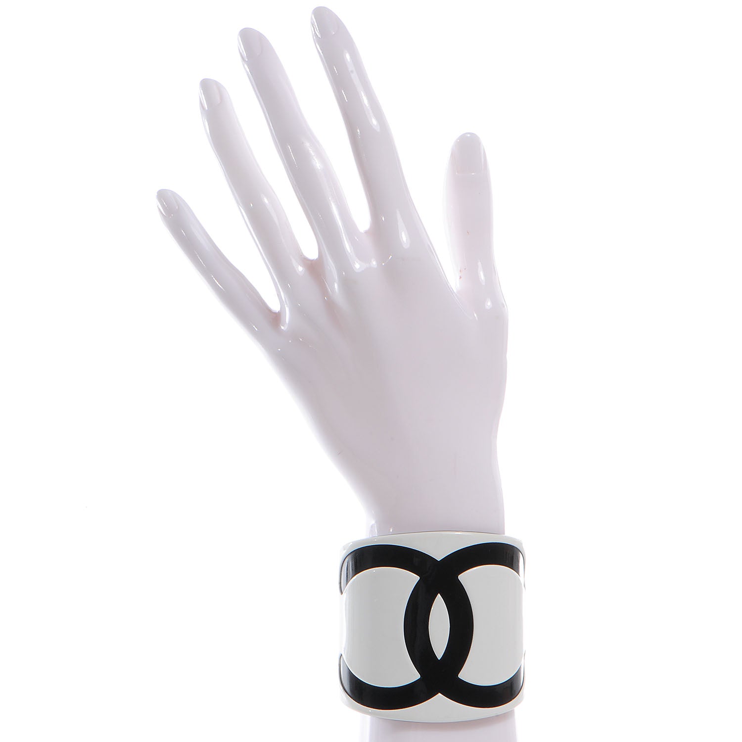 Chanel Resin CC Cuff Black White 2 of 4