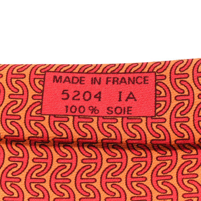 Hermes Printed Silk Mens Neck Tie Orange 4 of 5