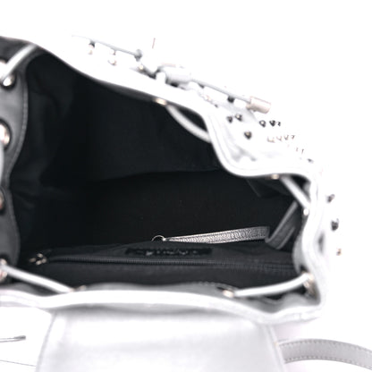 Chanel Metallic Lambskin Chevron Quilted Studded Stud Wars Backpack Silver 5 of 11