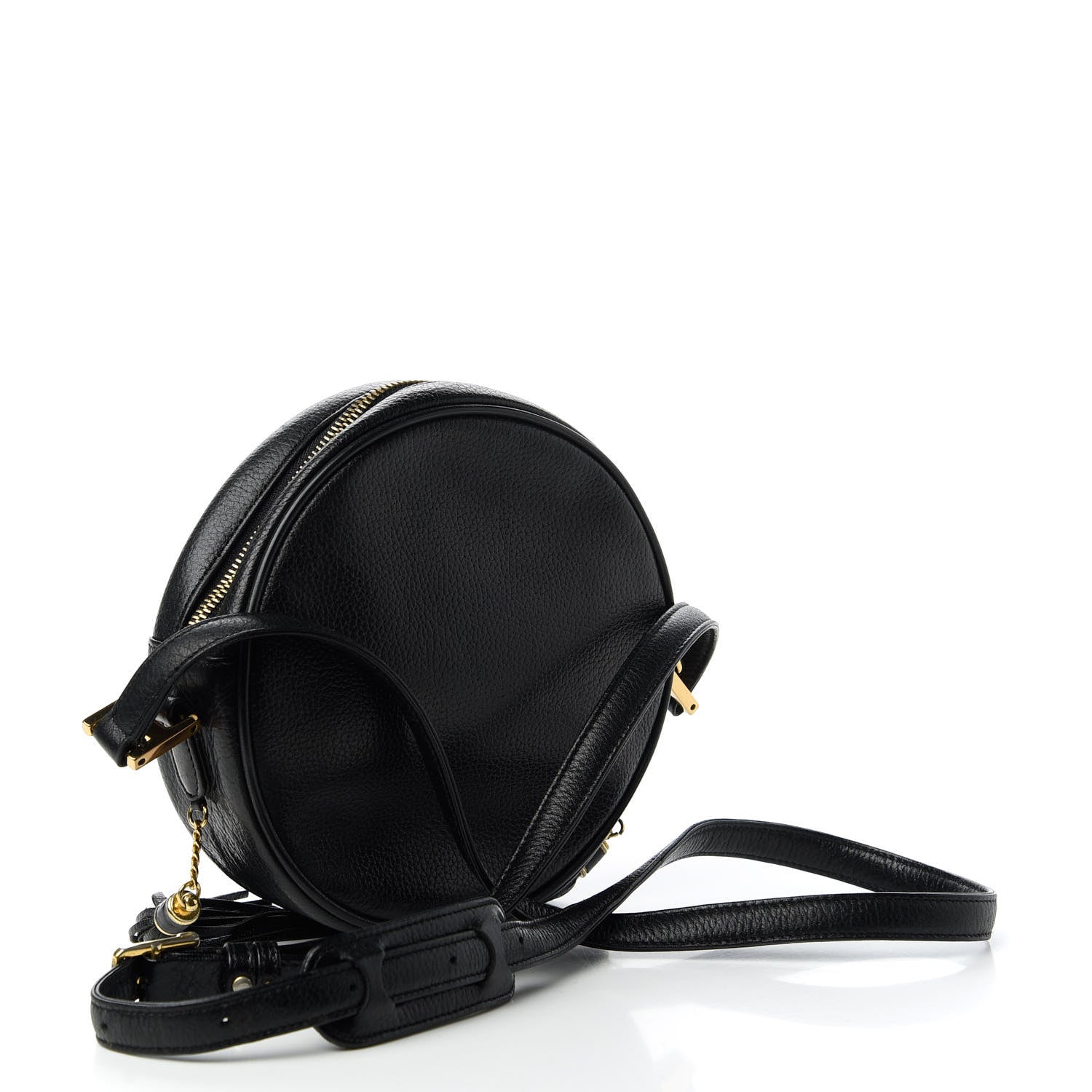 MCM Grained Calfskin Studded Heritage Tambourine Black 3 of 10