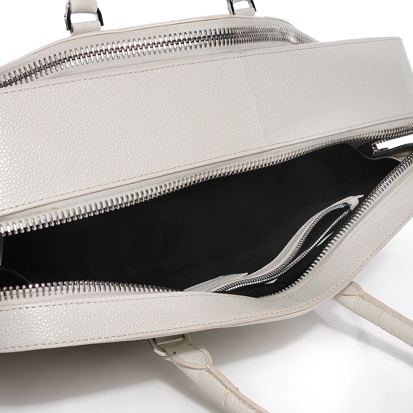 Textured Calfskin Dimanche Satchel Light Heather Grey