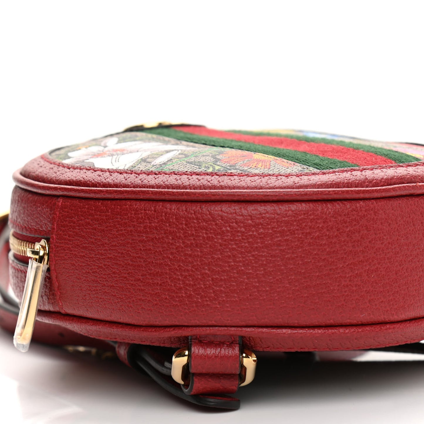 GG Supreme Monogram Web Flora Mini Ophidia Round Backpack Red