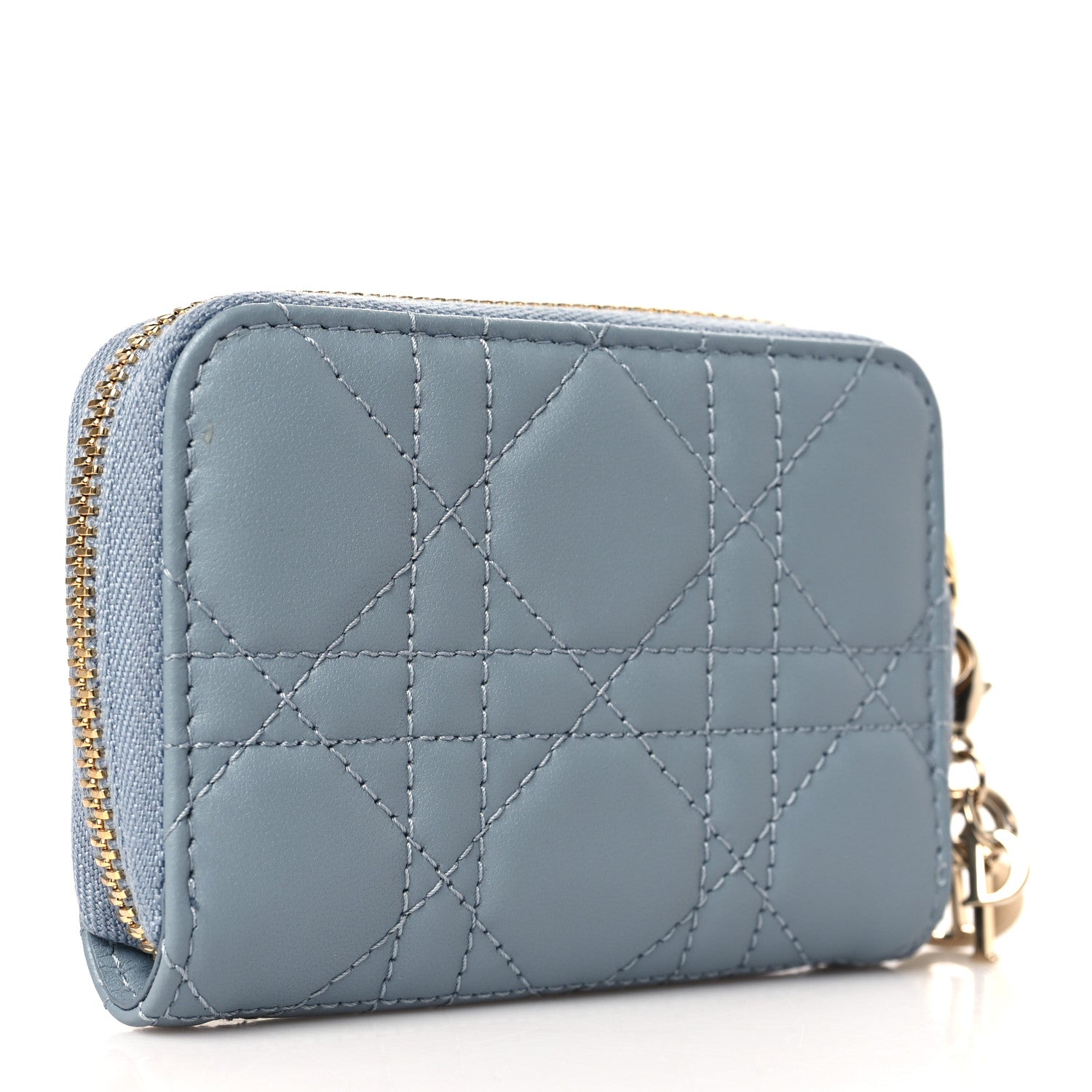 Christian Dior Lambskin Cannage Small Lady Dior Voyageur Coin Purse Cloud Blue 3 of 7