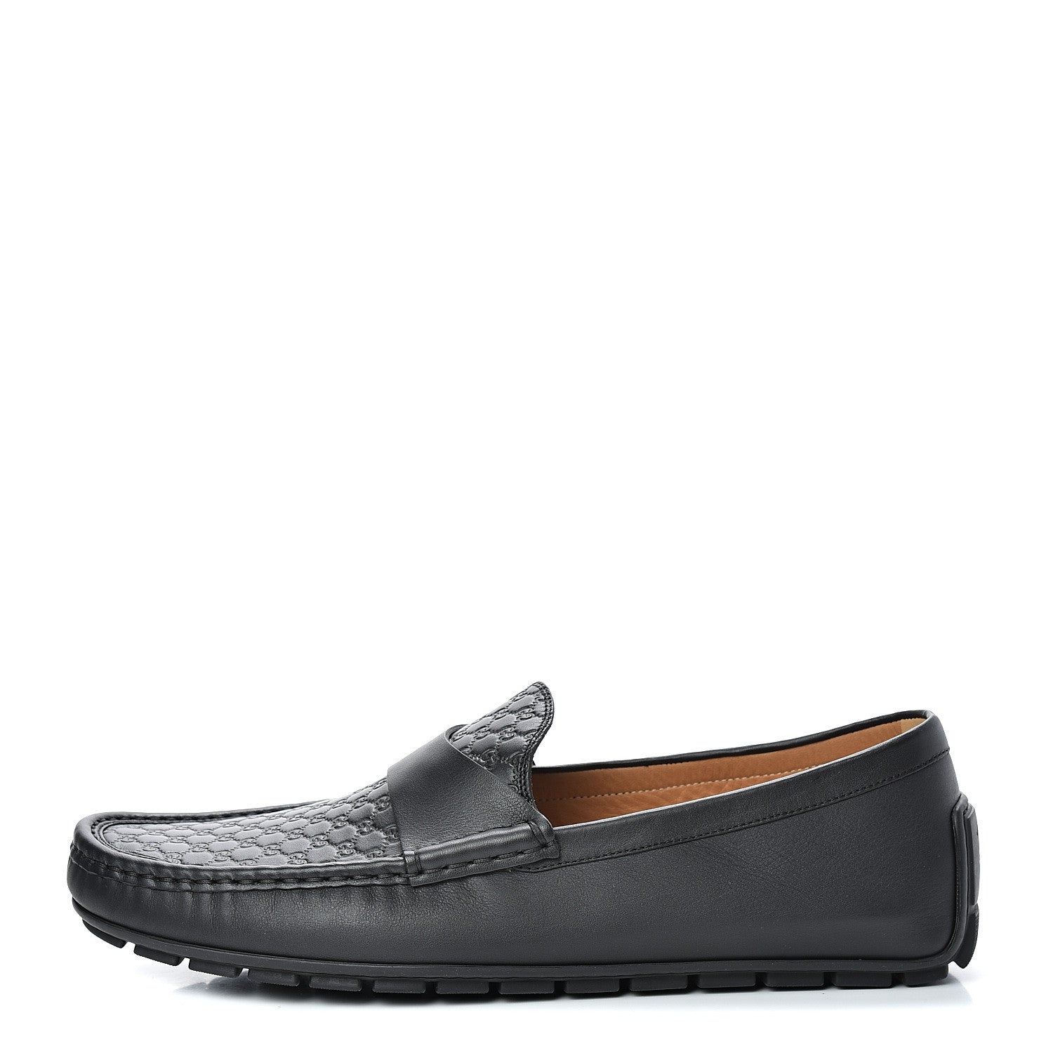 Gucci Calfskin Miro Soft Microguccissima Mens Driver Loafers 11 Nero Black 1 of 9