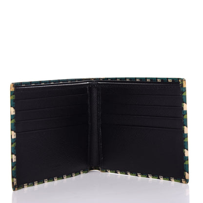 Prada Saffiano Geometric Print Bi-Fold Wallet Smeraldo Dis 5 of 9