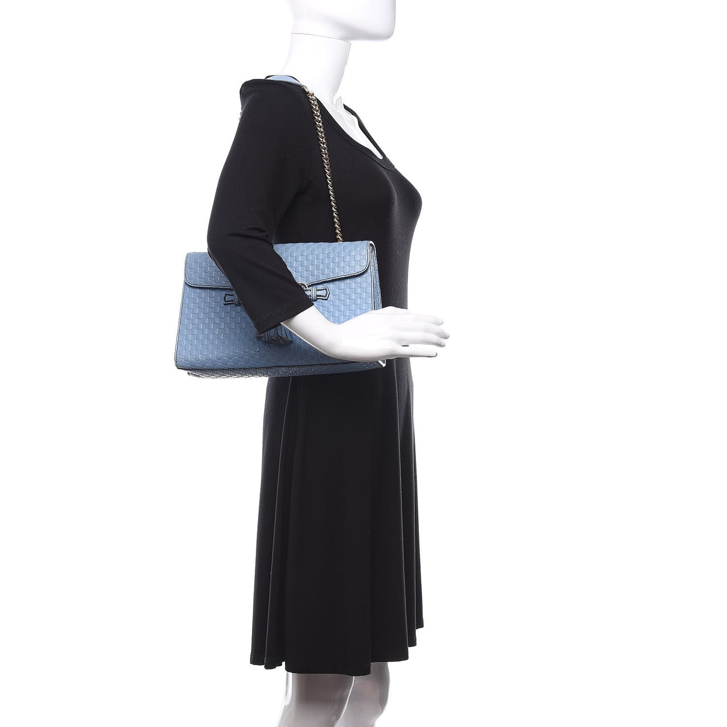 Microguccissima Medium Emily Chain Shoulder Bag Mineral Blue