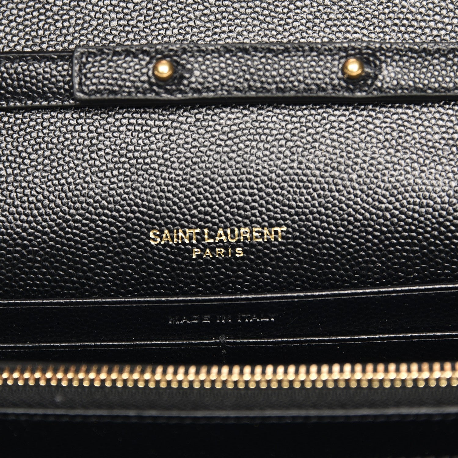 Saint Laurent Grain De Poudre Matelasse Chevron Monogram Chain Wallet Black 6 of 6