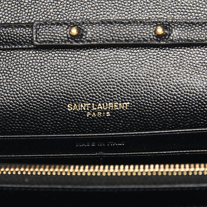 Saint Laurent Grain De Poudre Matelasse Chevron Monogram Chain Wallet Black 6 of 6