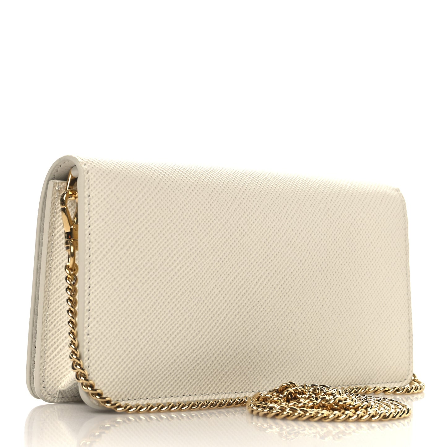 Saffiano Cuir Triangle Logo Miniborse White