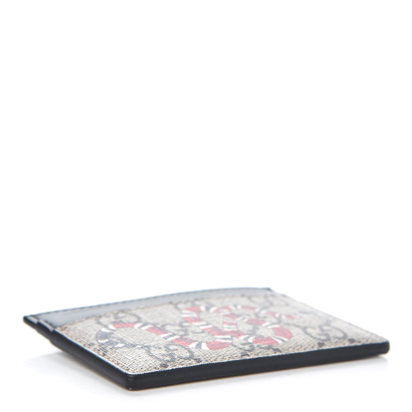 GG Supreme Monogram Kingsnake Card Holder Beige Black