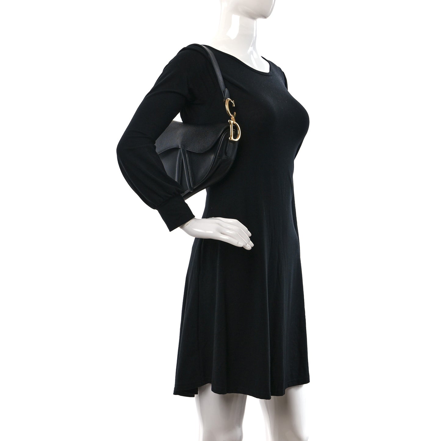 Grained Calfskin Saddle Bag Black