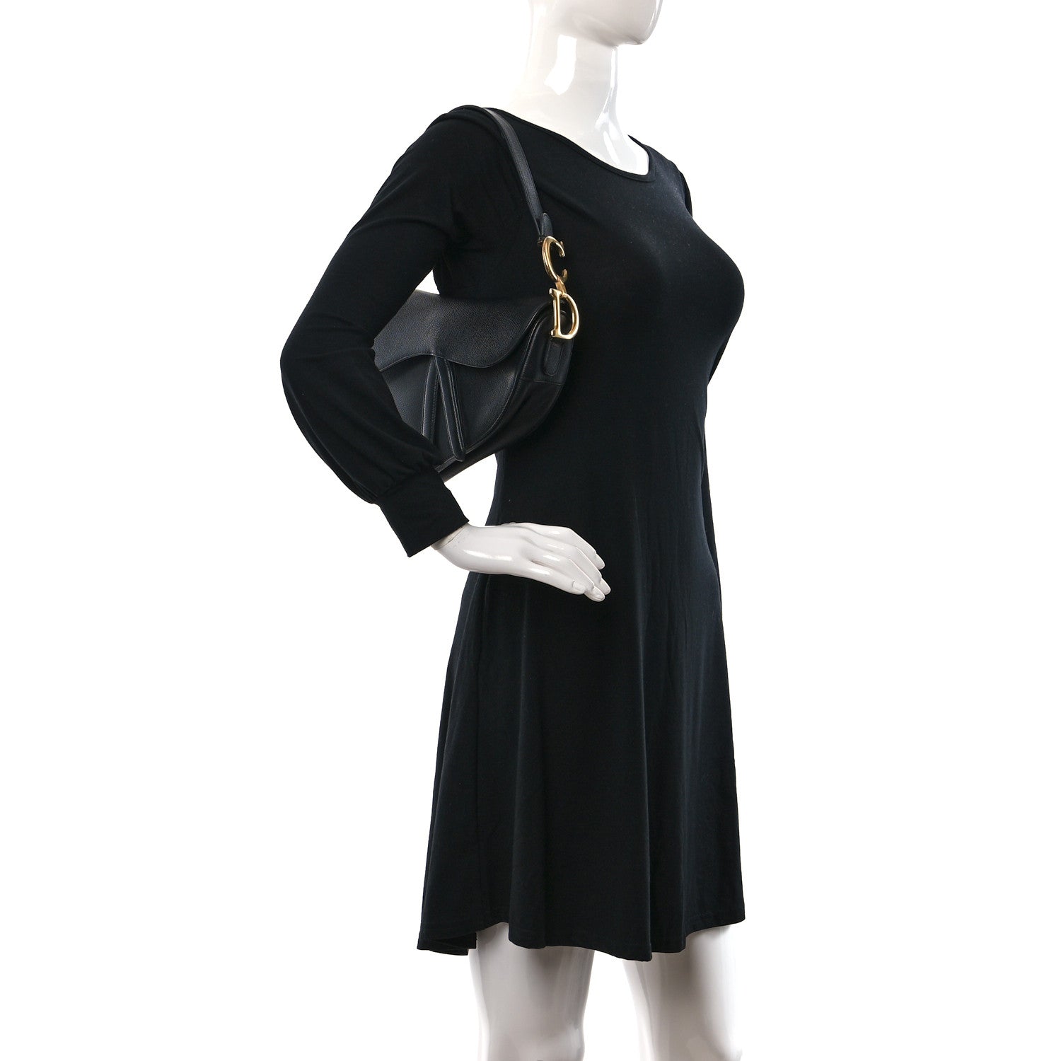 Christian Dior Grained Calfskin Saddle Bag Black 3 of 9