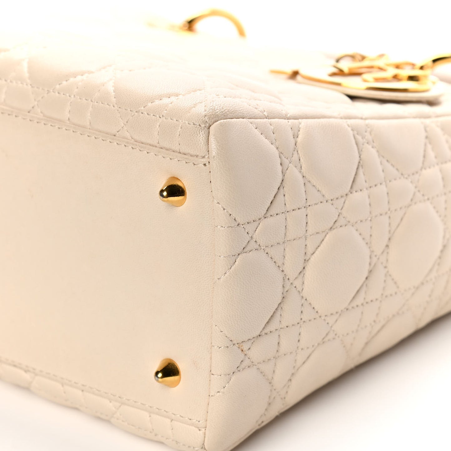Lambskin Cannage Medium Lady Dior Light Beige