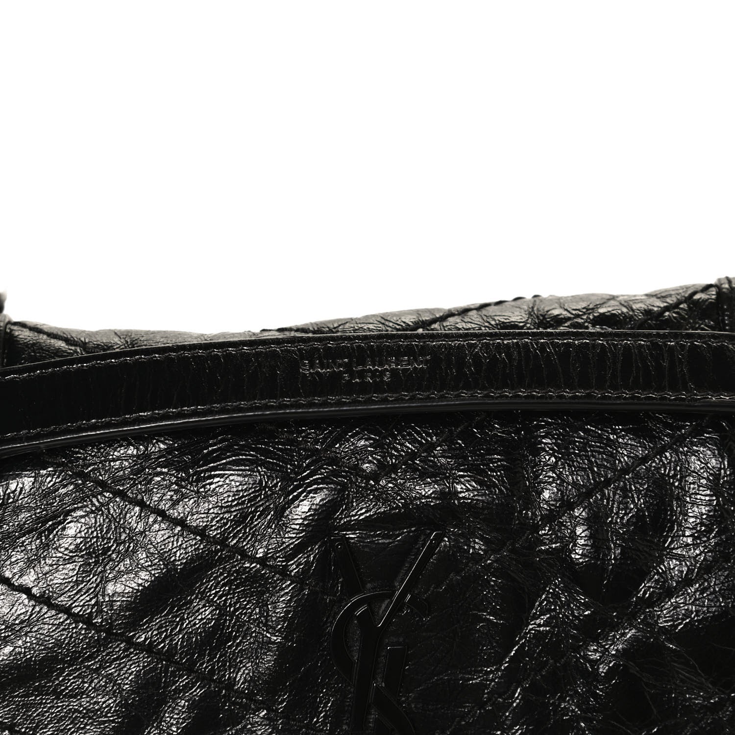 Saint Laurent Crinkled Calfskin Matelasse Monogram Baby Niki Chain Satchel Black 16 of 16