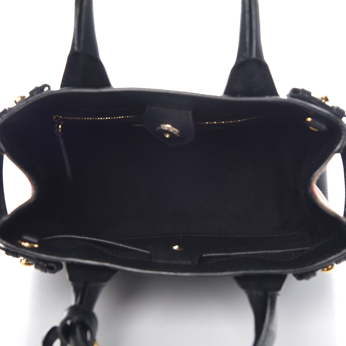 Grainy Calfskin House Check Small Banner Tote Black