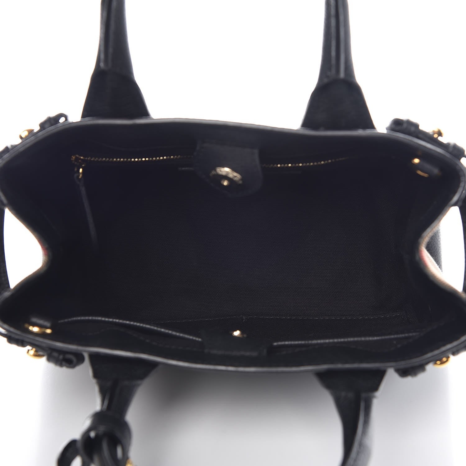 Burberry Grainy Calfskin House Check Small Banner Tote Black 5 of 10