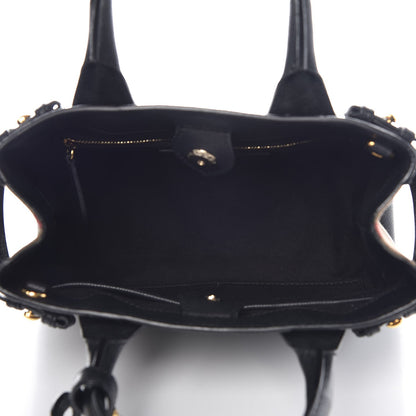 Burberry Grainy Calfskin House Check Small Banner Tote Black 5 of 10