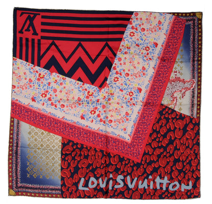 Louis Vuitton Silk Monogram Leopard Carre Tresor Square Scarf Red 2 of 5
