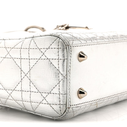 Christian Dior Metallic Grained Calfskin Cannage Small Lucky Badges My Lady Dior Silver 9 of 16
