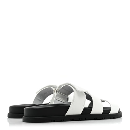 Hermes Calfskin Womens Chypre Sandals 37.5 White 4 of 9