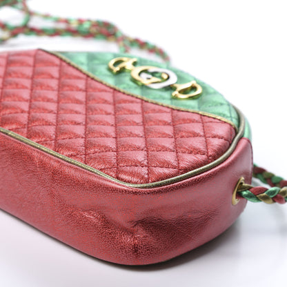 Gucci Laminated Nappa Trapuntata Mini Zumi Dome Shoulder Bag Rosso Jasmine Green Rame 7 of 10