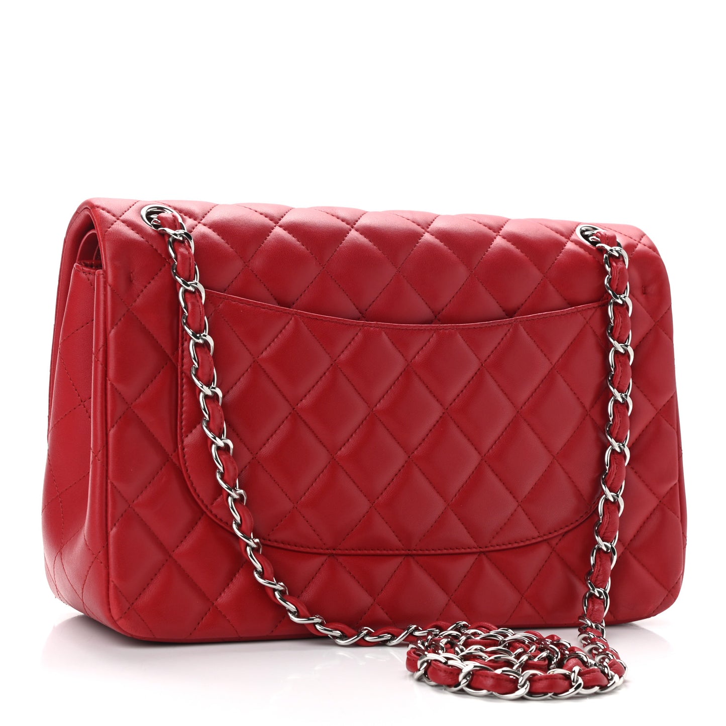 Lambskin Quilted Jumbo Double Flap Red
