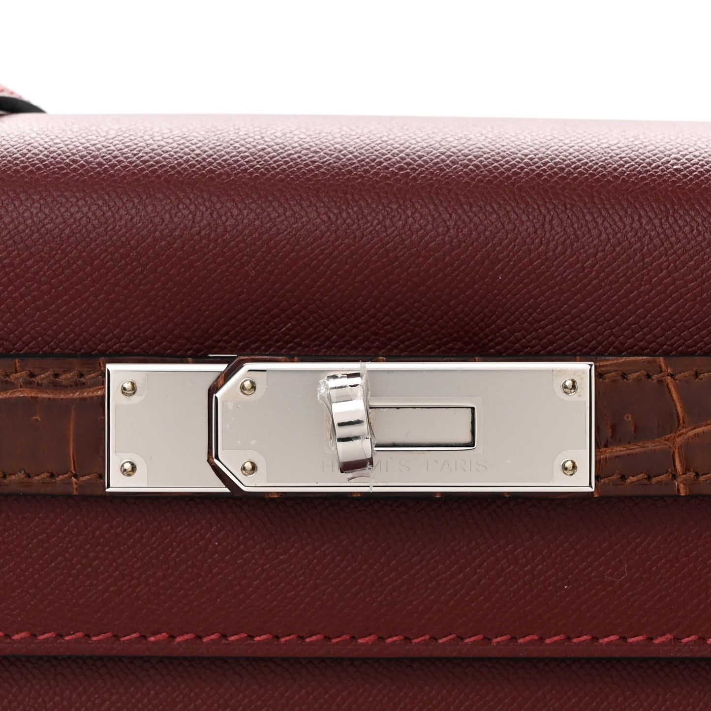 Madame Calfskin Shiny Niloticus Crocodile Kelly Sellier Touch 28 Rouge H Terre