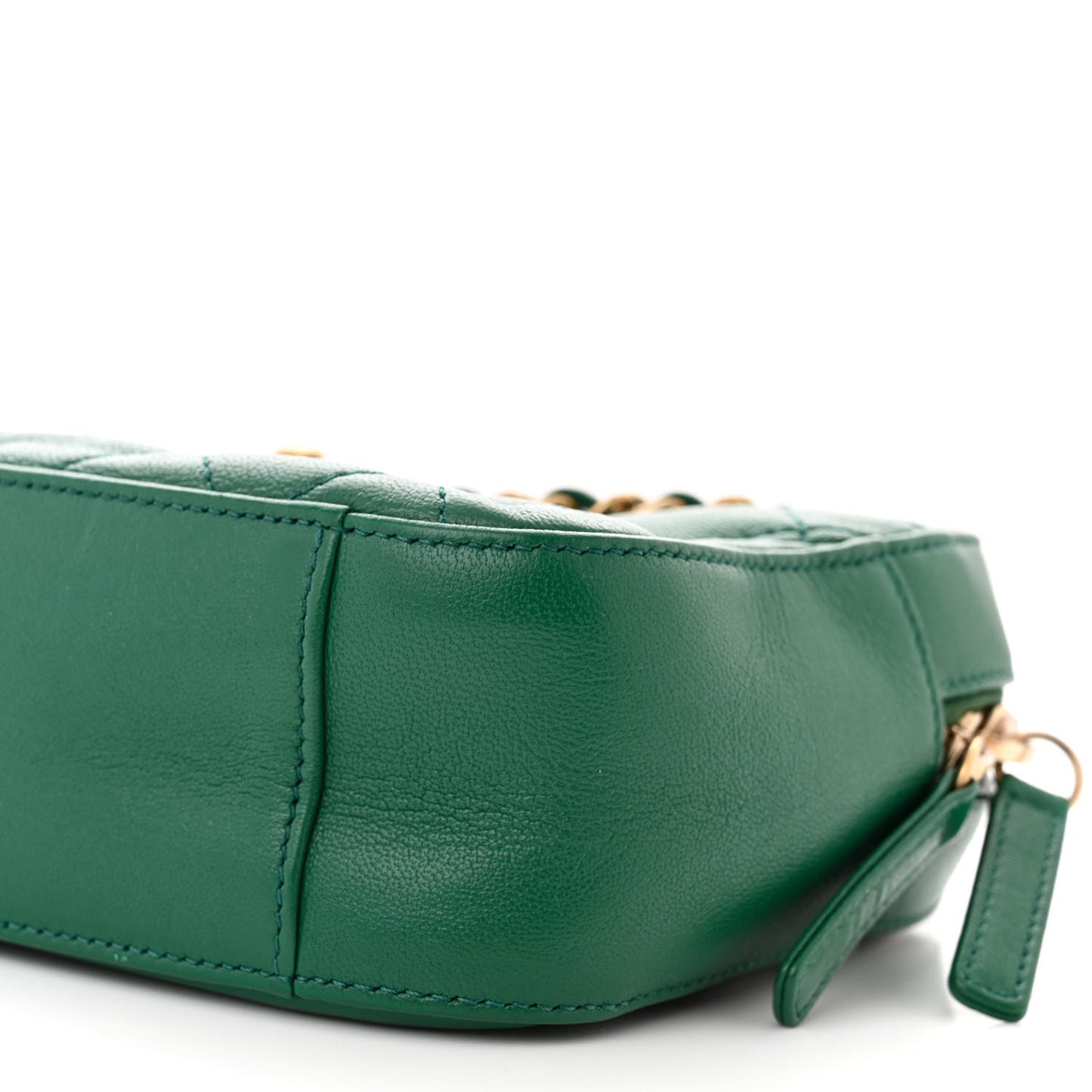 Goatskin Quilted Chain Infinity Camera Case Green