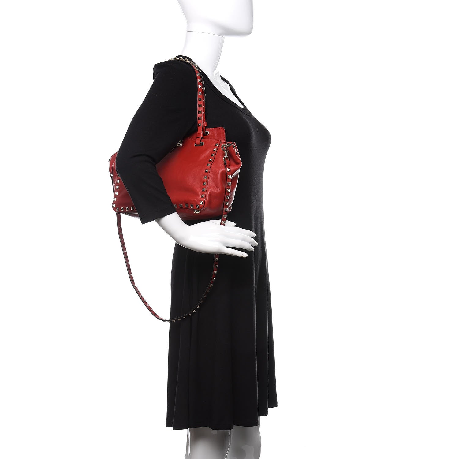 Valentino Garavani Vitello Small Rockstud Tote Rosso Valentino 2 of 12