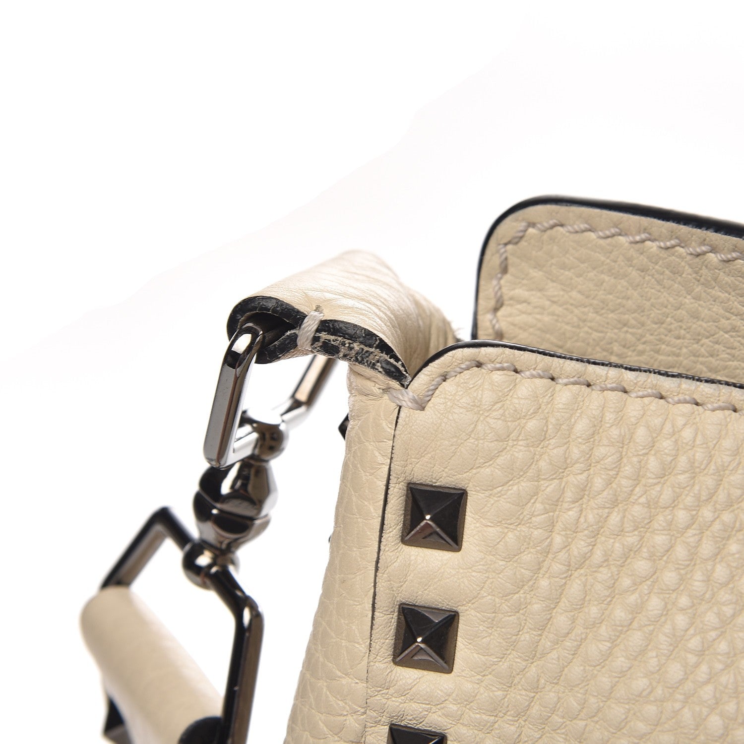 Valentino Garavani Pebbled Calfskin Small Rockstud Flip-Lock Messenger Bag Light Ivory 8 of 12