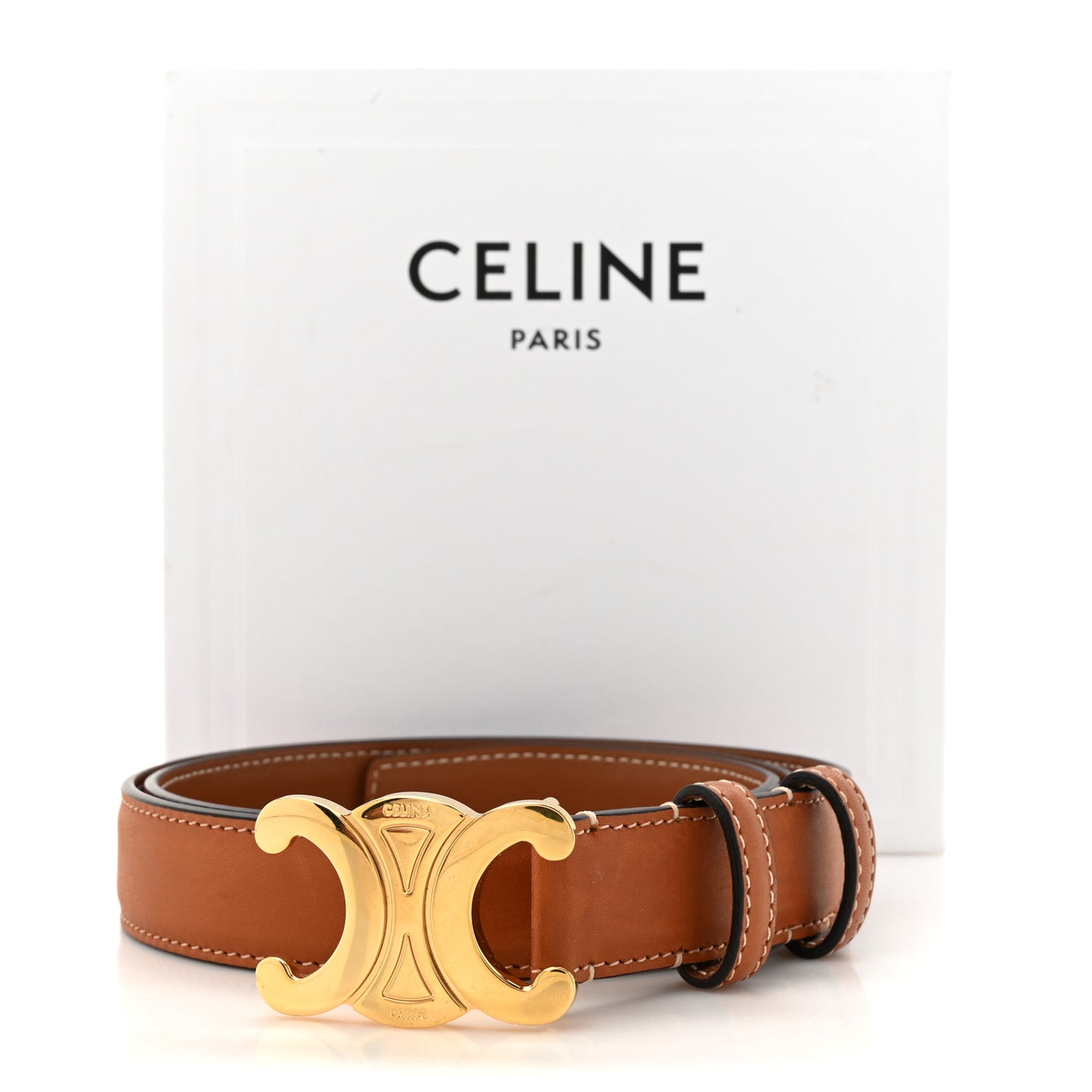 Box Calfskin Small 18mm Triomphe Belt 80 32 Tan