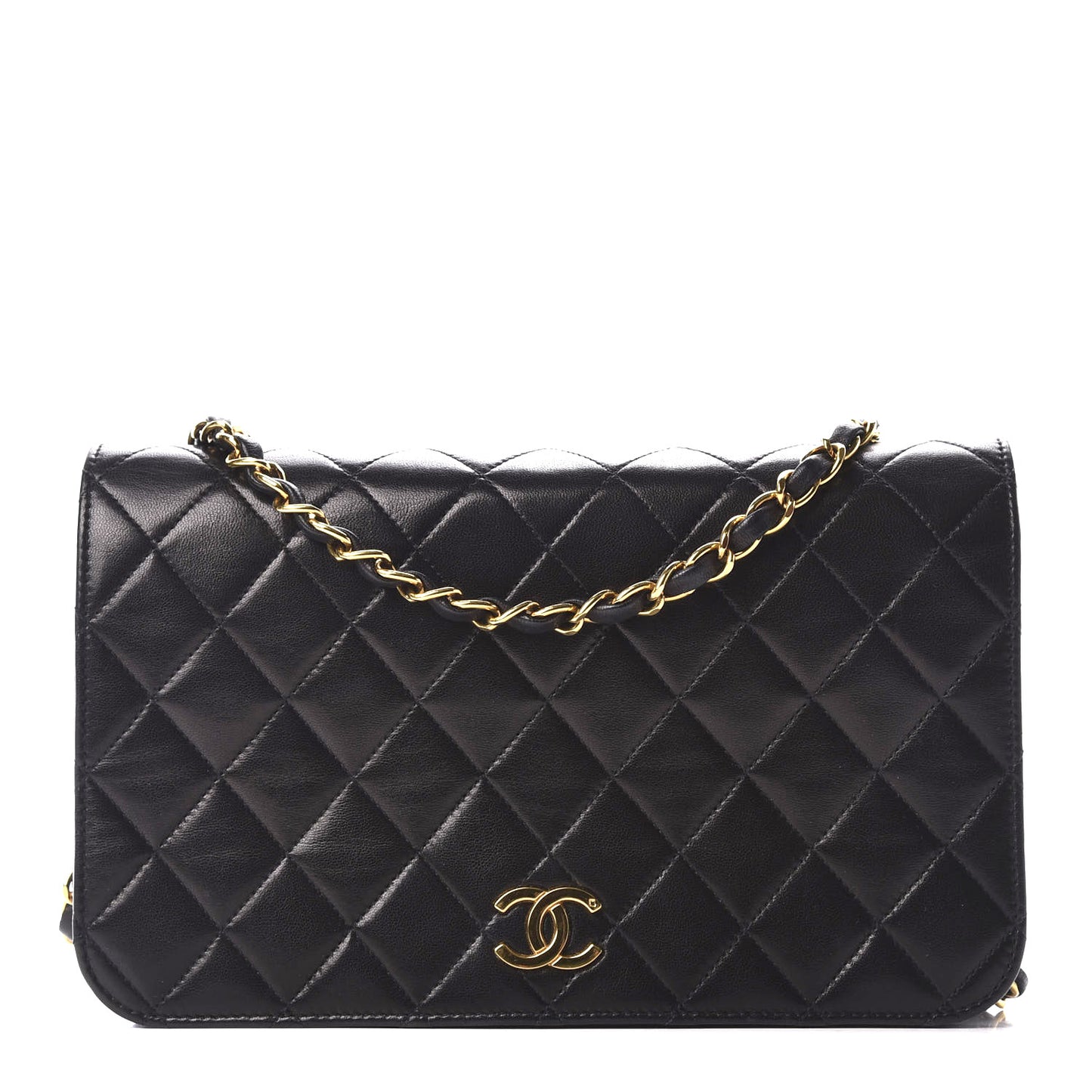 Lambskin Quilted Small Single Flap Black