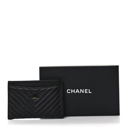 Chanel Lambskin Chevron Quilted Card Holder So Black 8 of 8