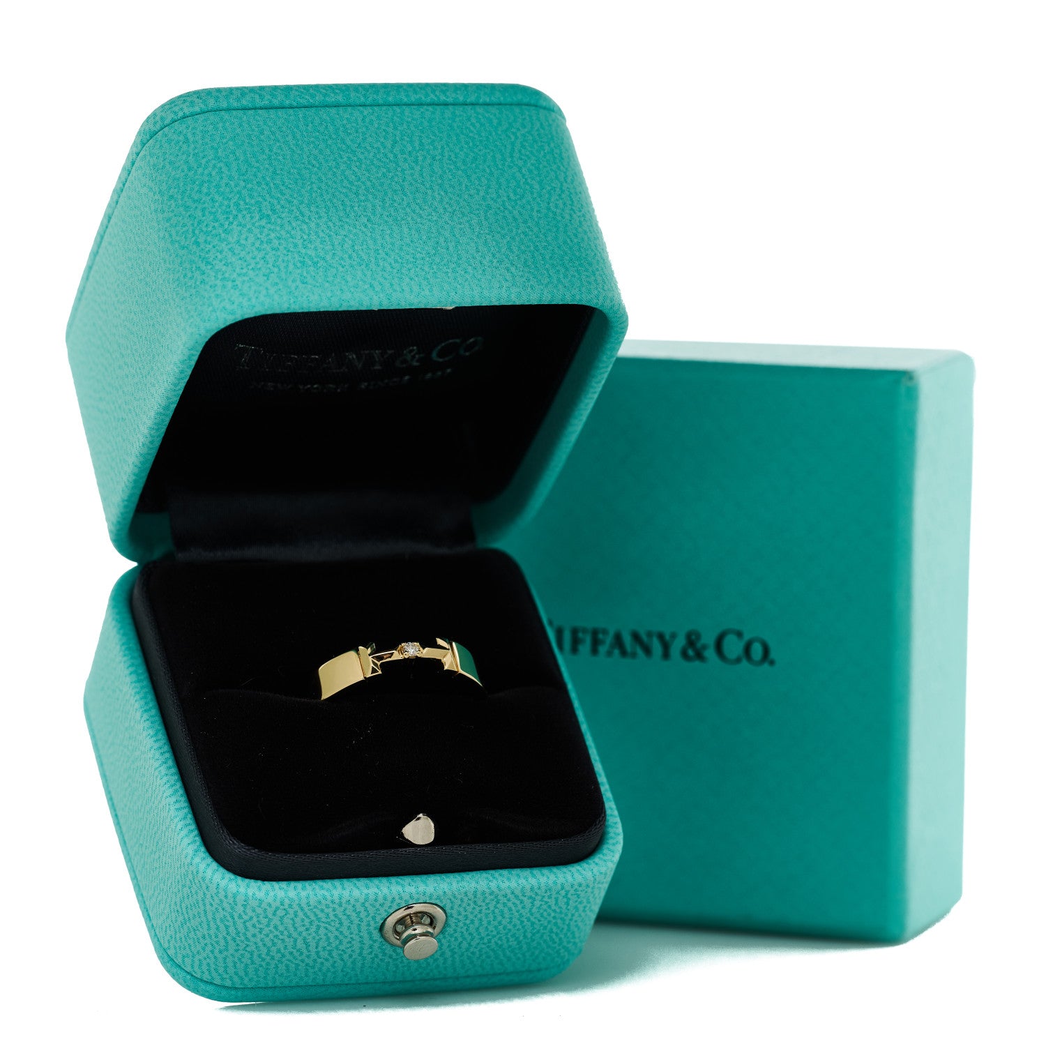 Tiffany 18K Yellow Gold Diamond Tiffany True Ring 53 6.5 5 of 5