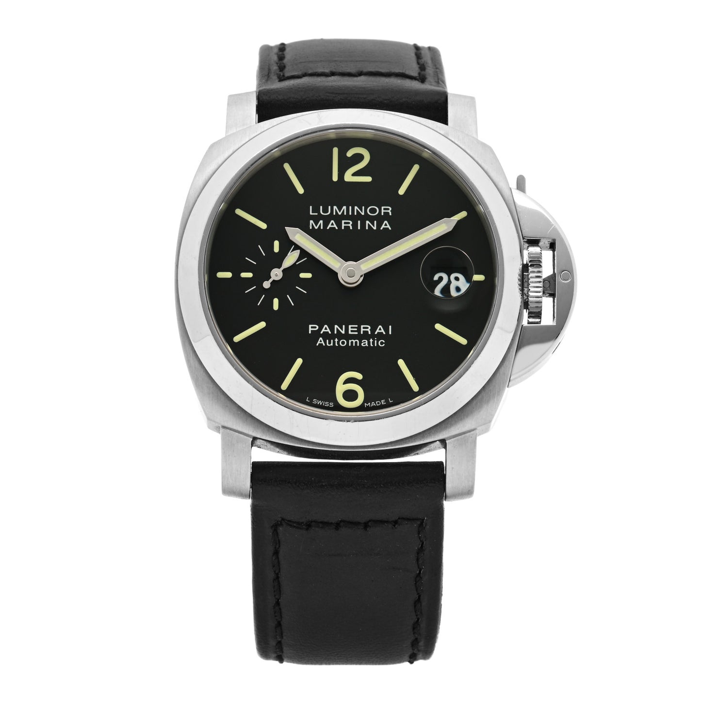 Stainless Steel Calfskin 40mm Luminor Marina Automatic Watch Black PAM00048