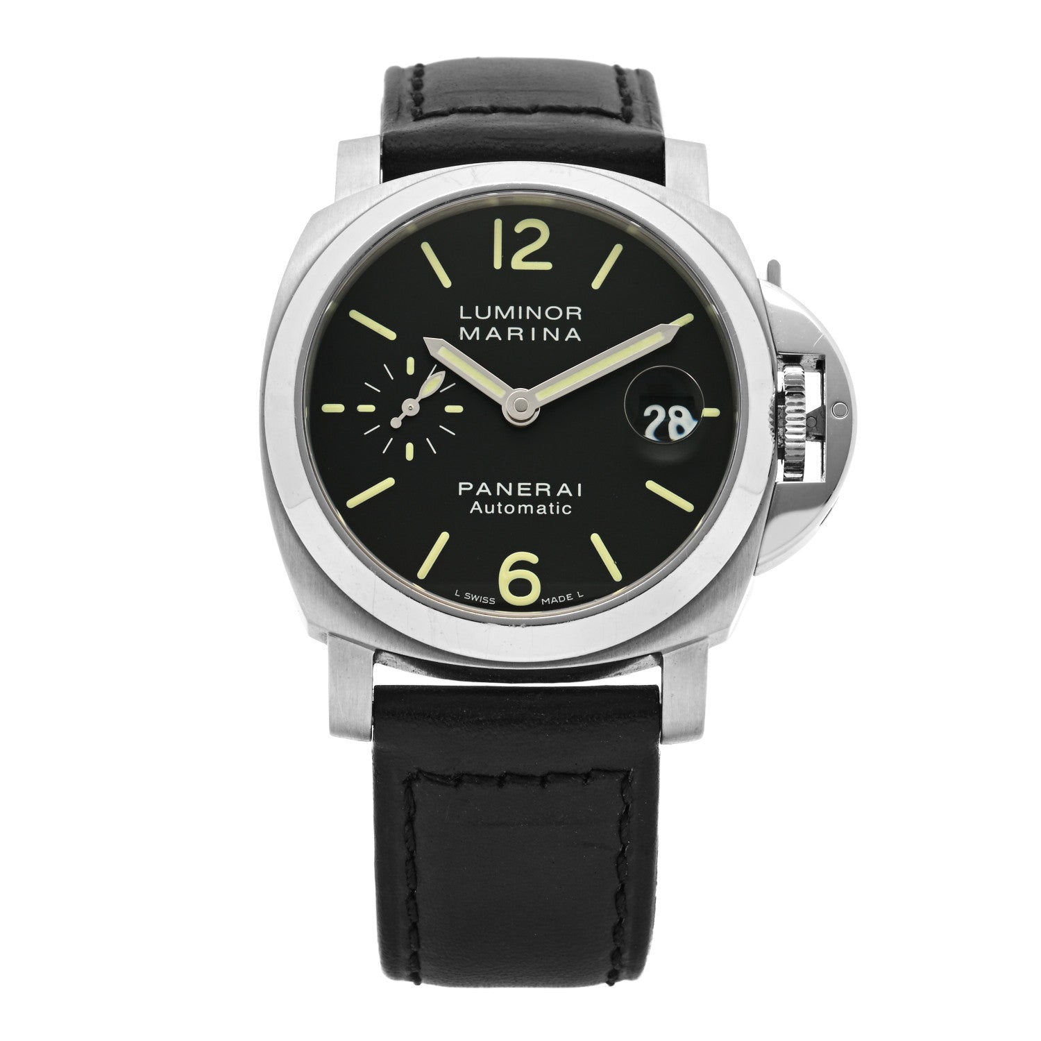 Panerai Stainless Steel Calfskin 40mm Luminor Marina Automatic Watch Black PAM00048 1 of 5
