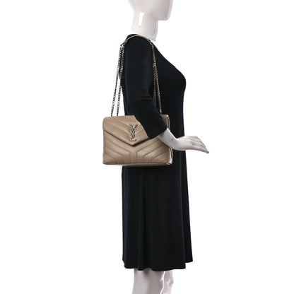 Saint Laurent Calfskin Y Quilted Monogram Toy Loulou Crossbody Bag Nude Powder 2 of 10