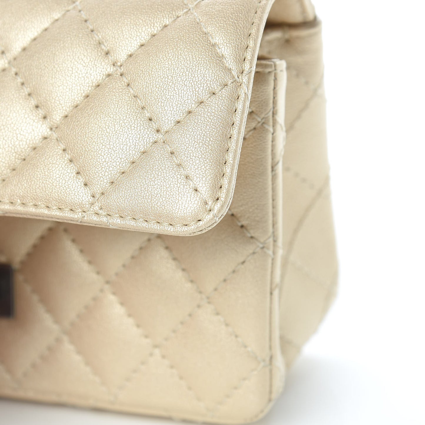 Metallic Sheepskin Quilted 2.55 Reissue Mini Flap Beige