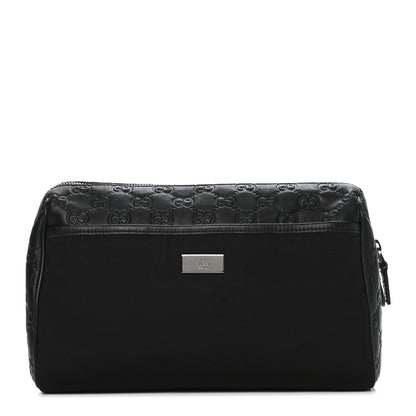 Gucci Nylon Guccissima Zip Top Pouch Black 1 of 8
