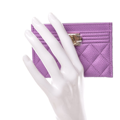 Chanel Caviar Quilted Boy Card Holder Purple 2 of 9